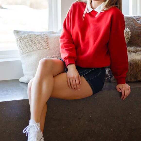The Princeton Crew Neck Sweatshirt in Red--S, M, 2XL, 3XL - Picture 7 of 9